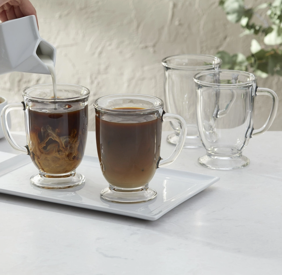 Libbey Kona Glass Coffee Mugs, 16-ounce, Set of 6