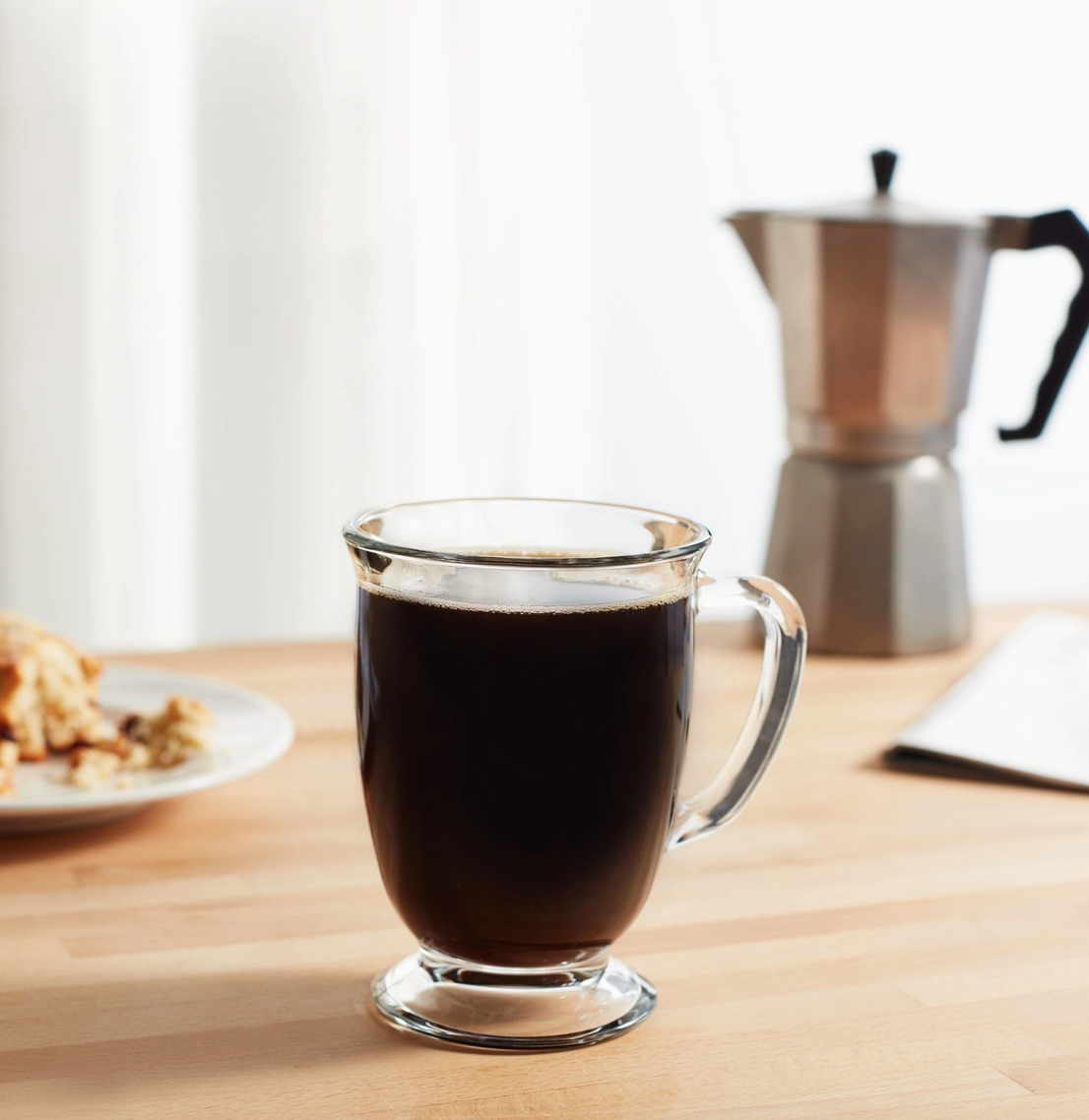 Libbey Kona Glass Coffee Mugs, 16-ounce, Set of 6