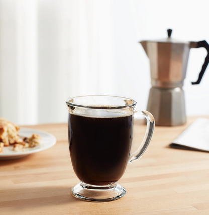 Libbey Kona Glass Coffee Mugs, 16-ounce, Set of 6