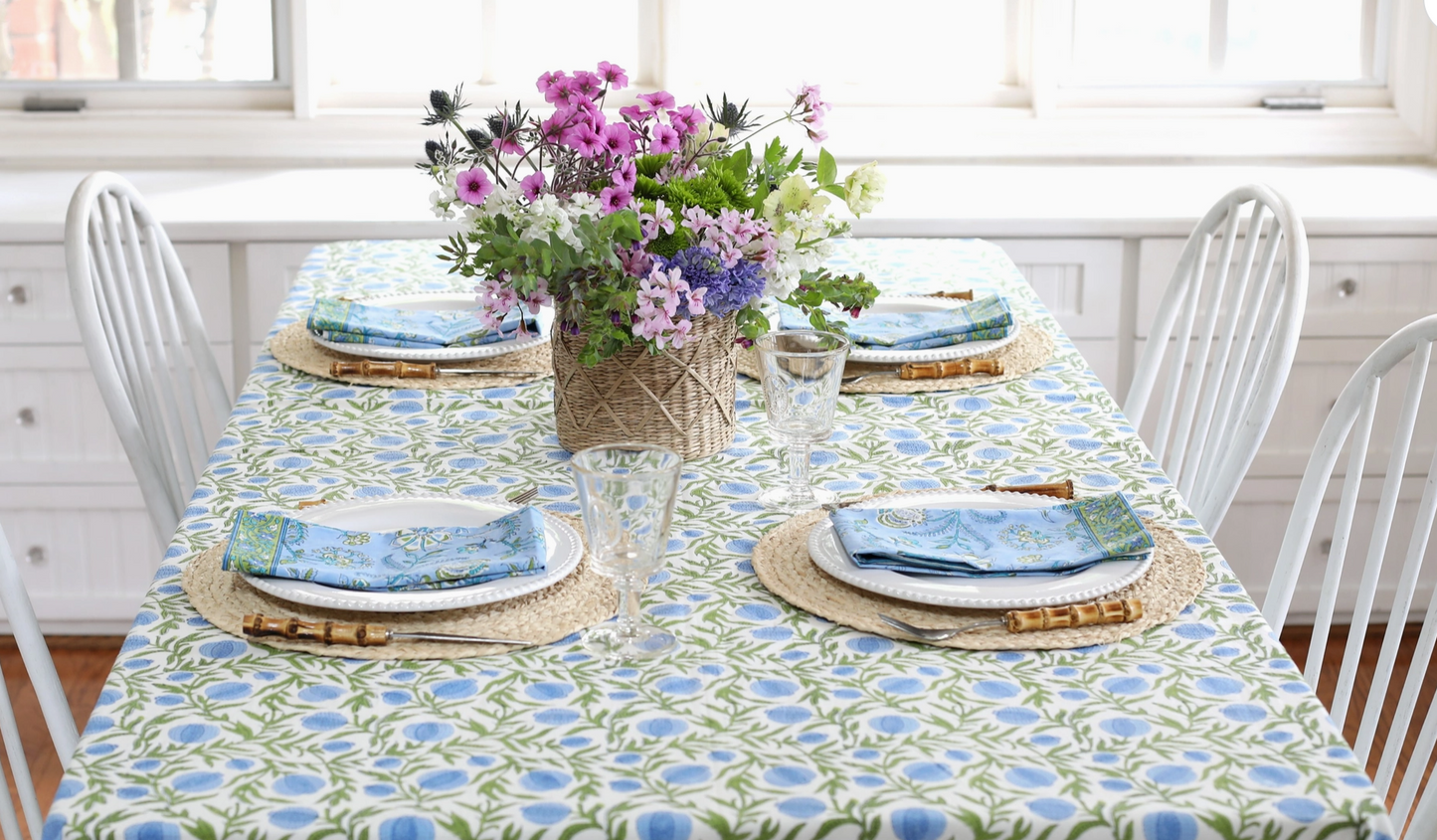 Pomegranate Blue Tablecloth Asst. Sizes