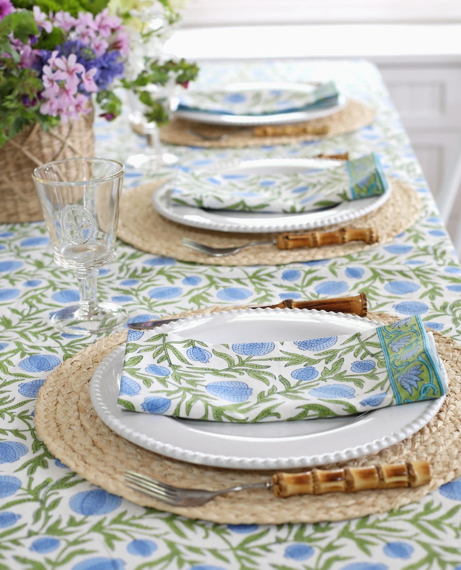Pomegranate Blue Tablecloth Asst. Sizes