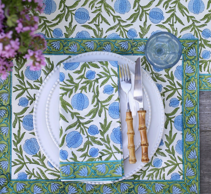 Pomegranate Blue Cloth Napkins Set of 4