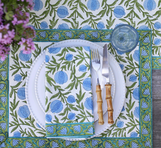 Pomegranate Blue Cloth Napkins Set of 4