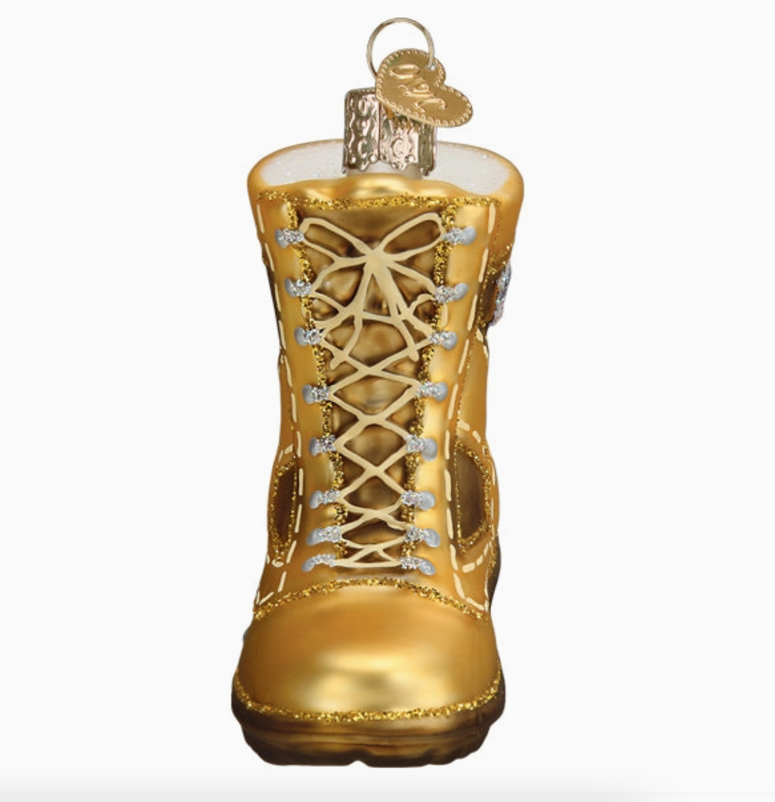 Military Boot Blown Glass Ornament - US Flag