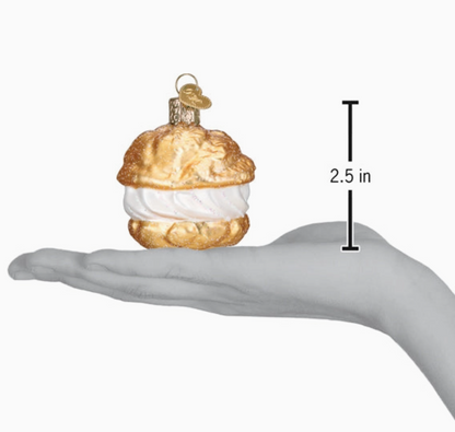 Cream Puff Blown Glass Ornament