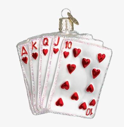 Royal Flush Blown Glass Ornament