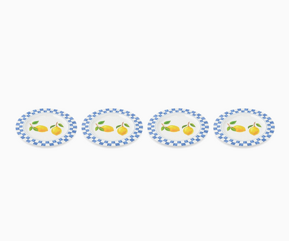 4pk 11" Melamine Dinner Plates - Lemon Check