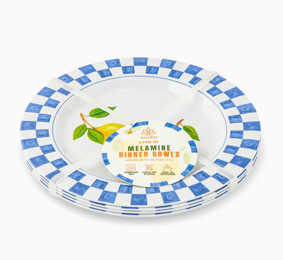 4pk 8.5" Melamine Salad Plates - Lemon Check