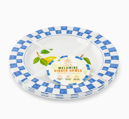 4pk 8.5" Melamine Salad Plates - Lemon Check