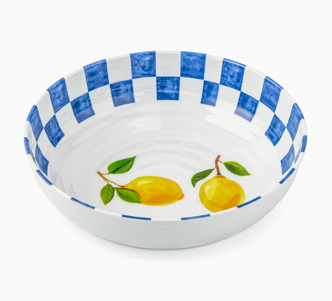 4pk Melamine Dinner Bowls - Lemon Check