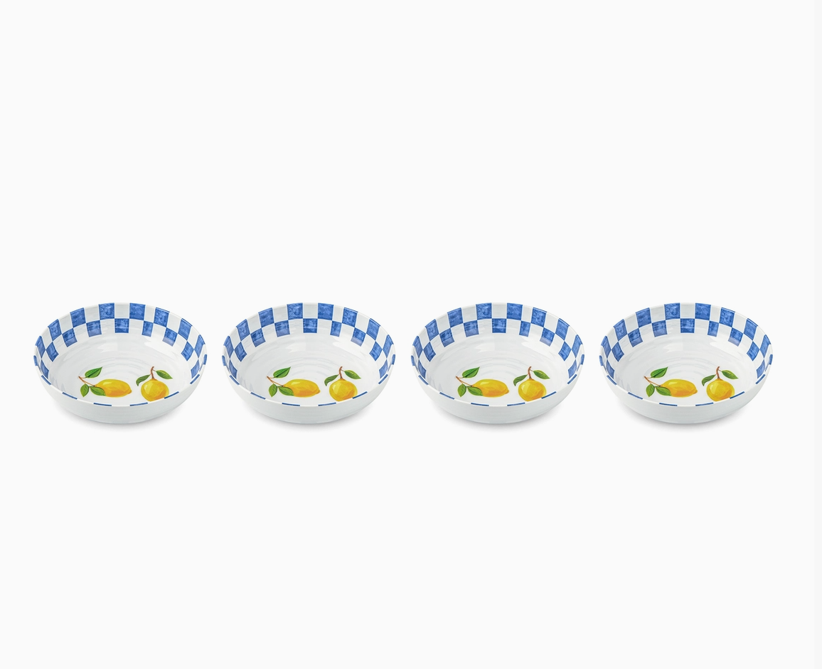 4pk Melamine Dinner Bowls - Lemon Check