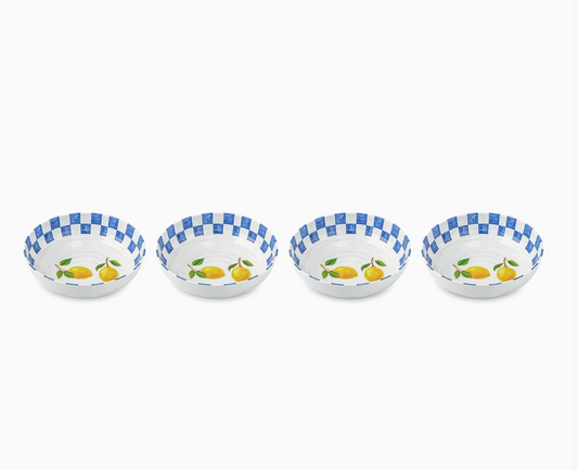 4pk Melamine Dinner Bowls - Lemon Check - NY Gift Boutique