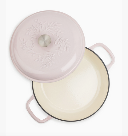 4qt Cast Iron Debossed Shallow Casserole - Pale Pink