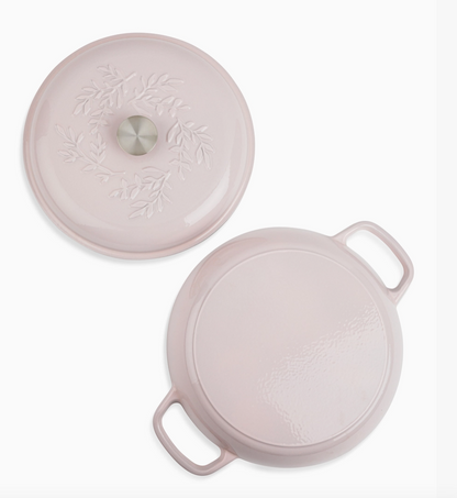 4qt Cast Iron Debossed Shallow Casserole - Pale Pink