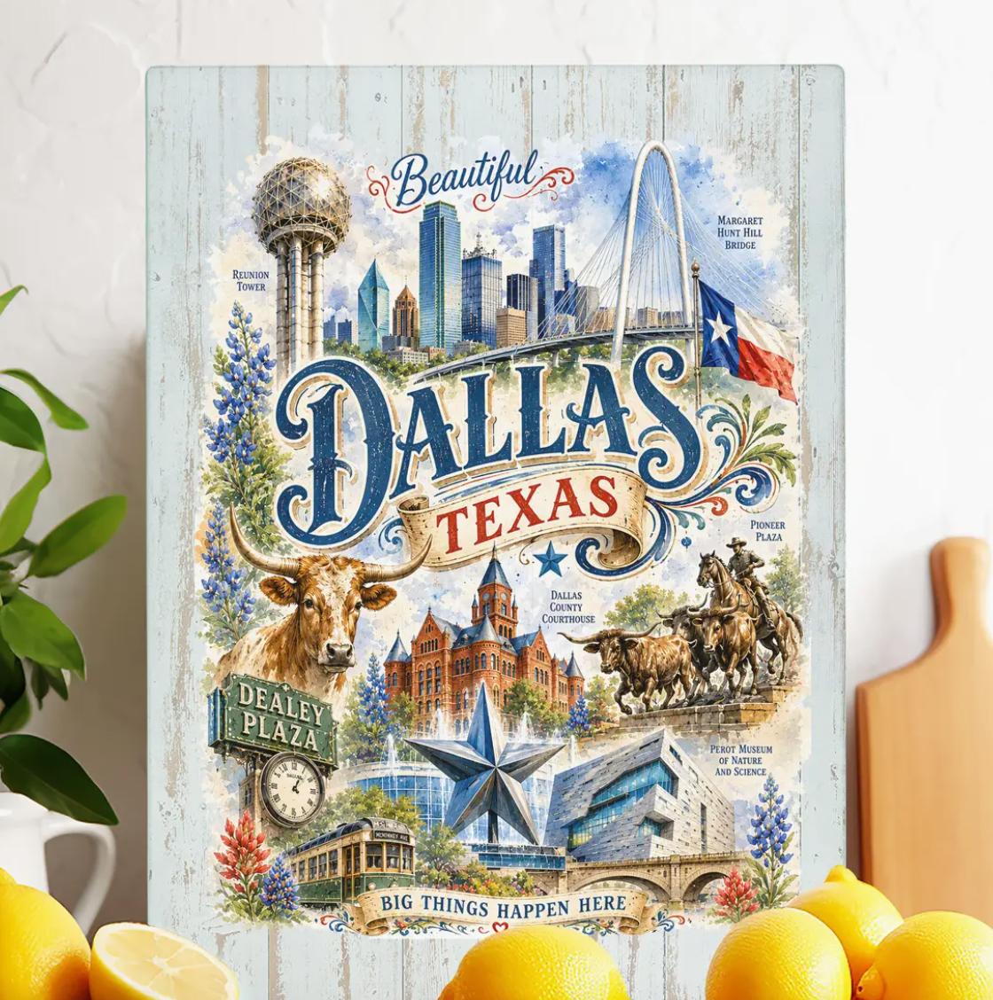 Dallas Texas Souvenir Glass Cutting Board