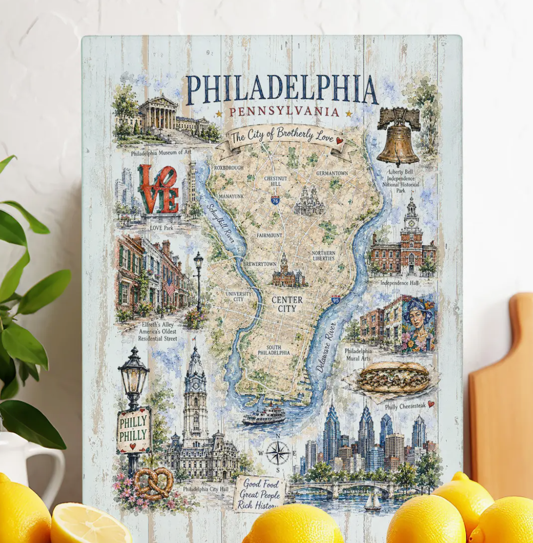 Philadelphia Pennsylvania Souvenir Glass Cutting Board