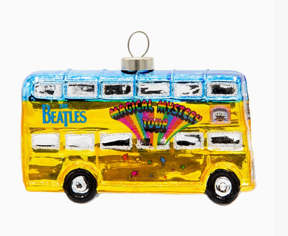 The Beatles Magical Mystery Tour Bus Glass Christmas Ornament – Officially Licensed