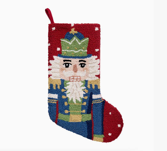 Nutcracker Hooked Wool Christmas Stocking