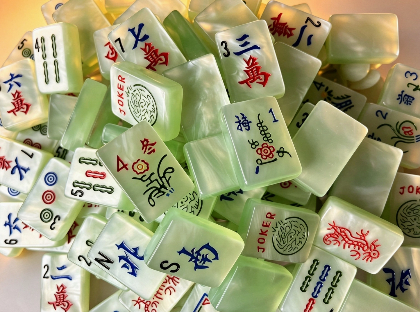 Green Pearl Traditional American Mahjong Tile Set