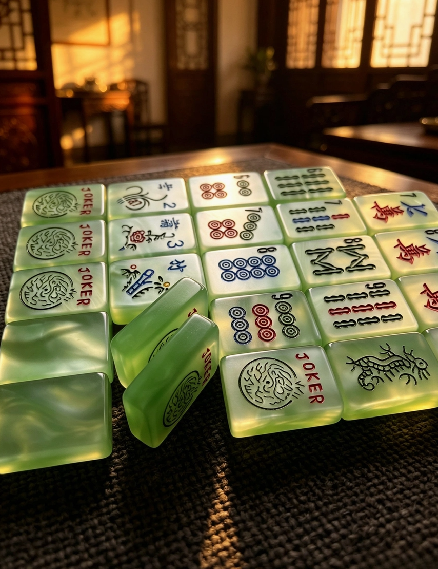 Green Pearl Traditional American Mahjong Tile Set