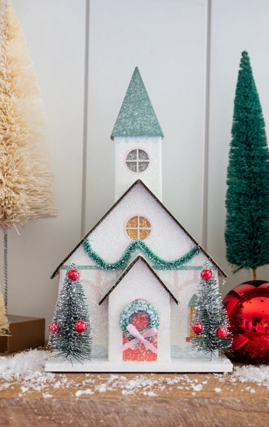 Lighted Christmas Village Church Decoration - NY Gift Boutique