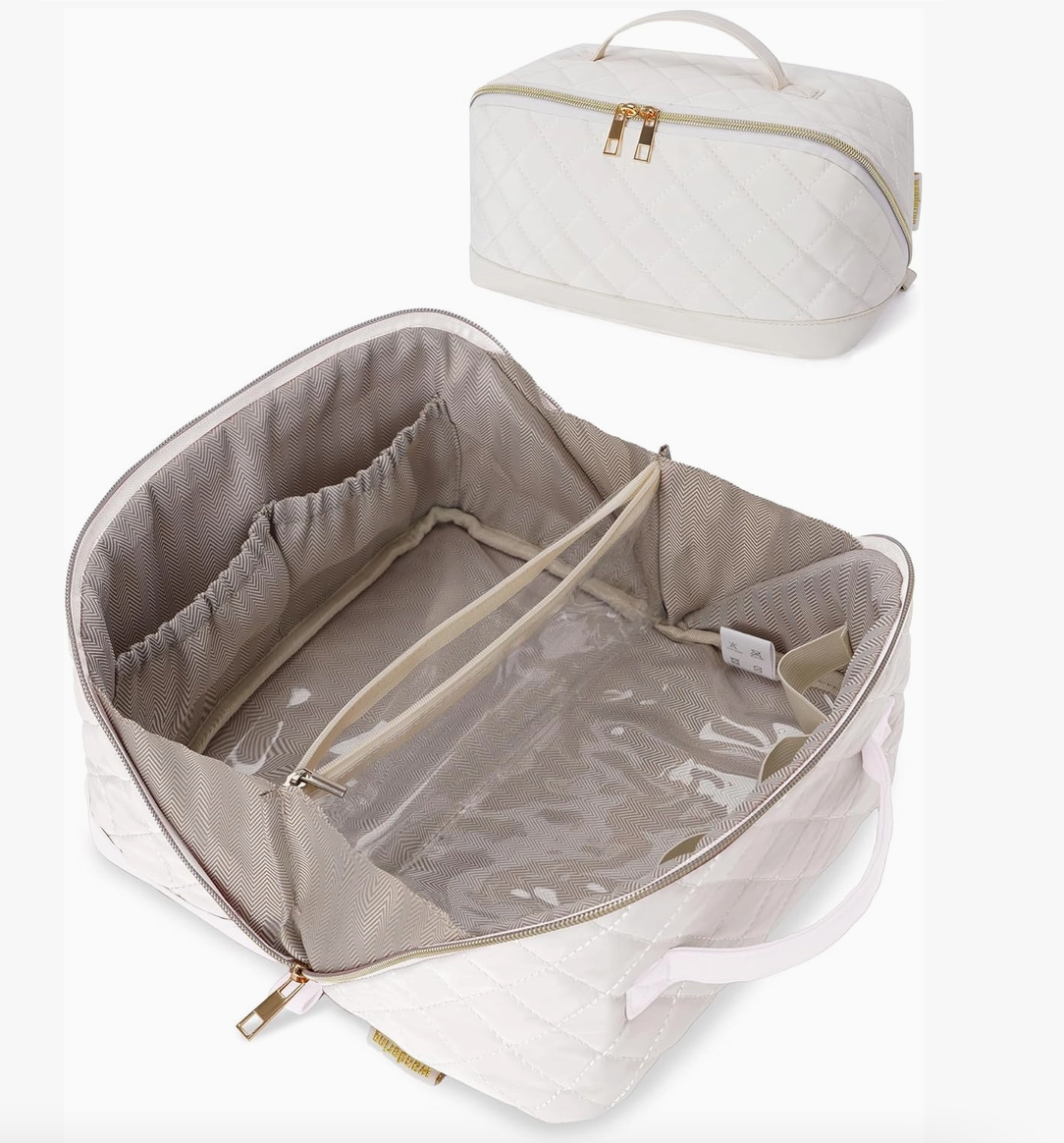 Large Quilted Travel Makeup & Cosmetic Organizer Bag