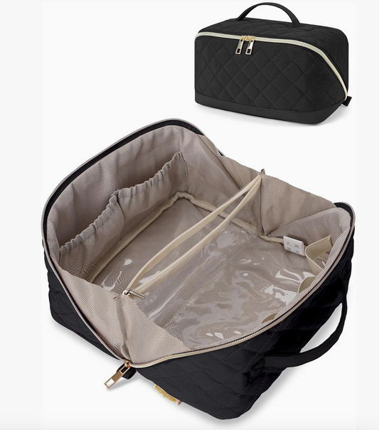 Large Quilted Travel Makeup & Cosmetic Organizer Bag - NY Gift Boutique