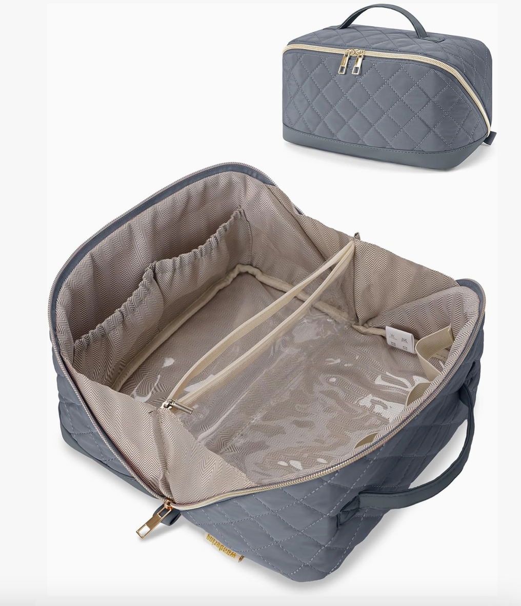 Large Quilted Travel Makeup & Cosmetic Organizer Bag