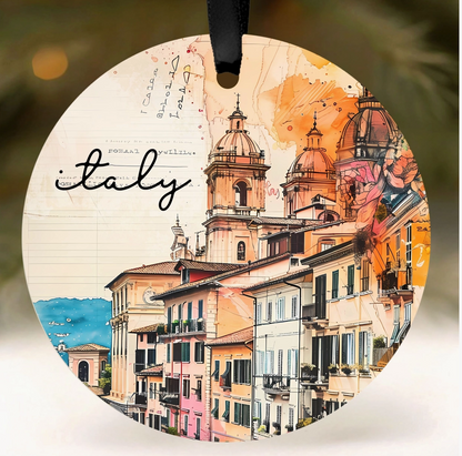 Italian Coastal Village Ceramic Ornament – Italy Travel & Souvenir Gift