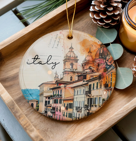 Italian Coastal Village Ceramic Ornament – Italy Travel & Souvenir Gift