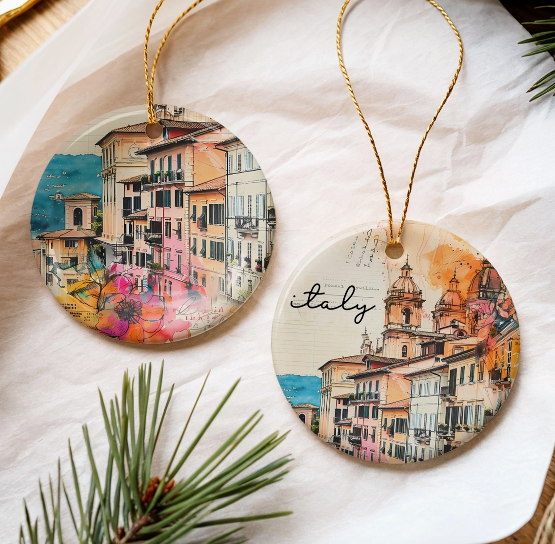 Italian Coastal Village Ceramic Ornament – Italy Travel & Souvenir Gift