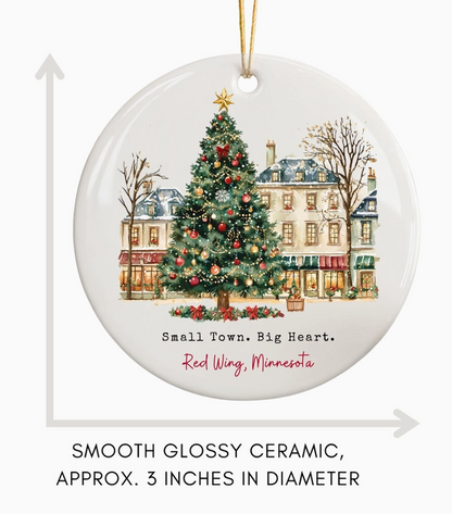 Small Town Big Heart Custom Hometown Christmas Ornament