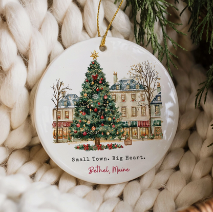 Small Town Big Heart Custom Hometown Christmas Ornament