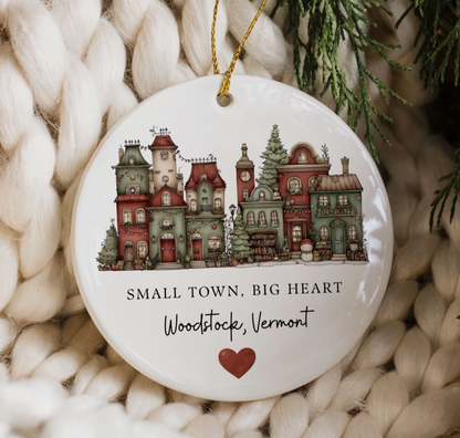 Small Town Big Heart Personalized Hometown Christmas Ornament