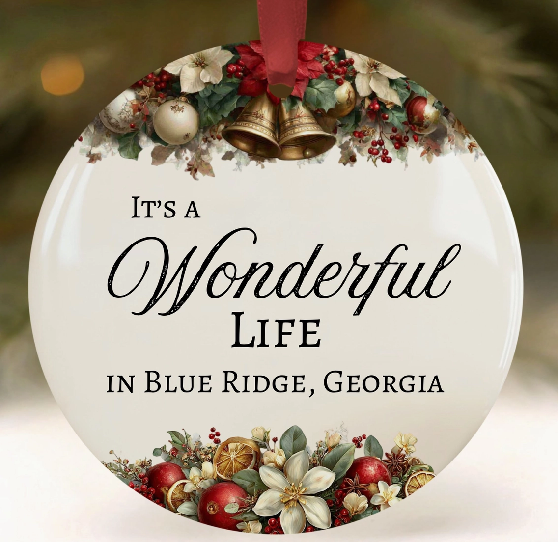 Wonderful Life Personalized Hometown Christmas Ornament