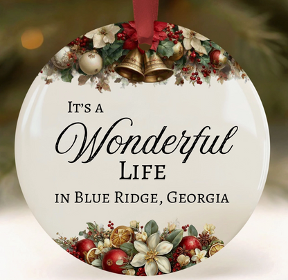 Wonderful Life Personalized Hometown Christmas Ornament