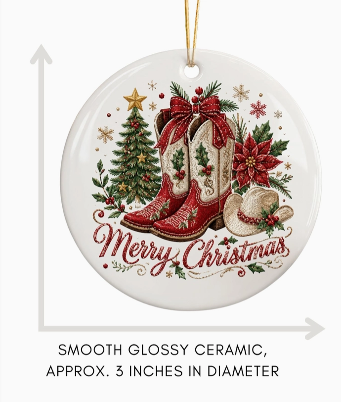 Cowgirl Boots Country Christmas Ornament