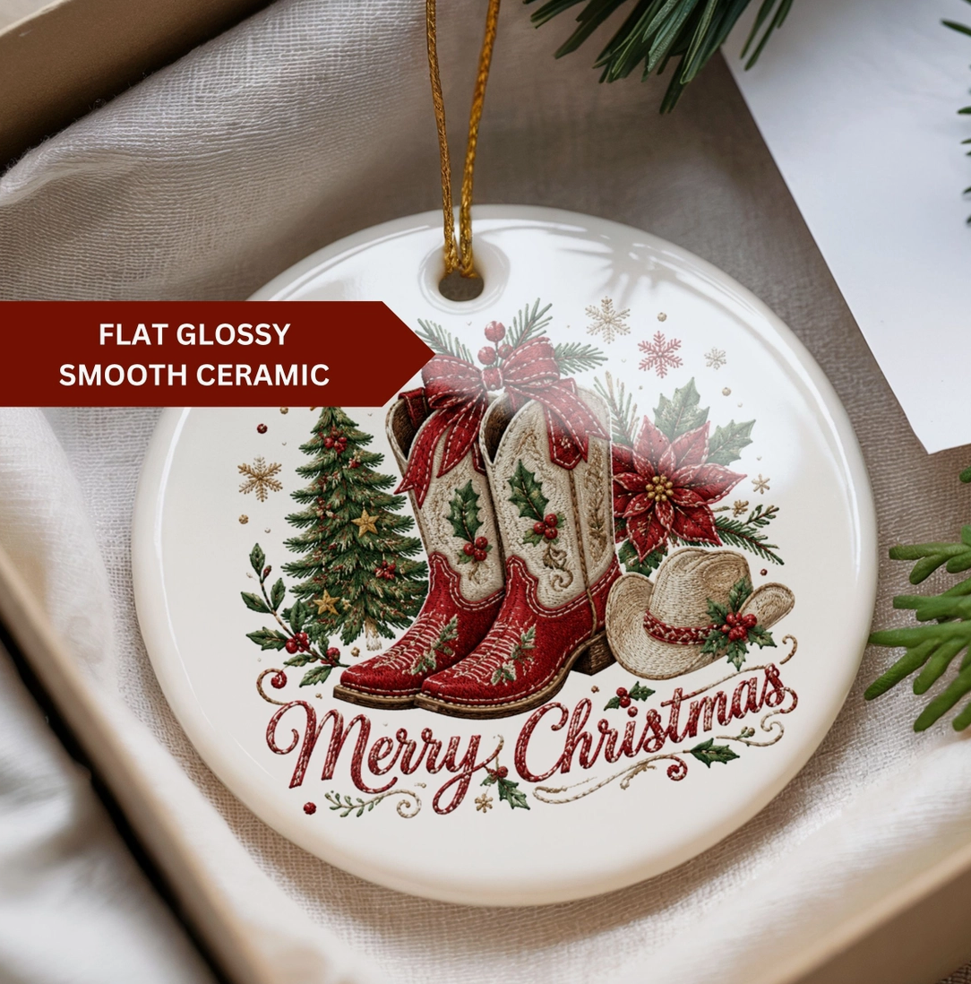 Cowgirl Boots Country Christmas Ornament