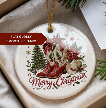 Cowgirl Boots Country Christmas Ornament