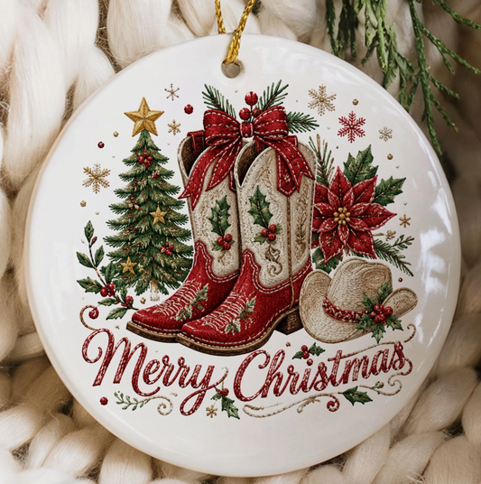Cowgirl Boots Country Christmas Ornament