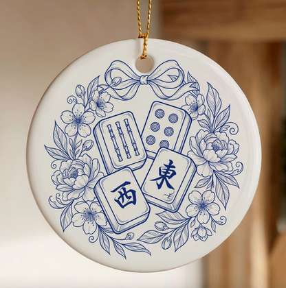 Blue & White Mahjong Christmas Ornament