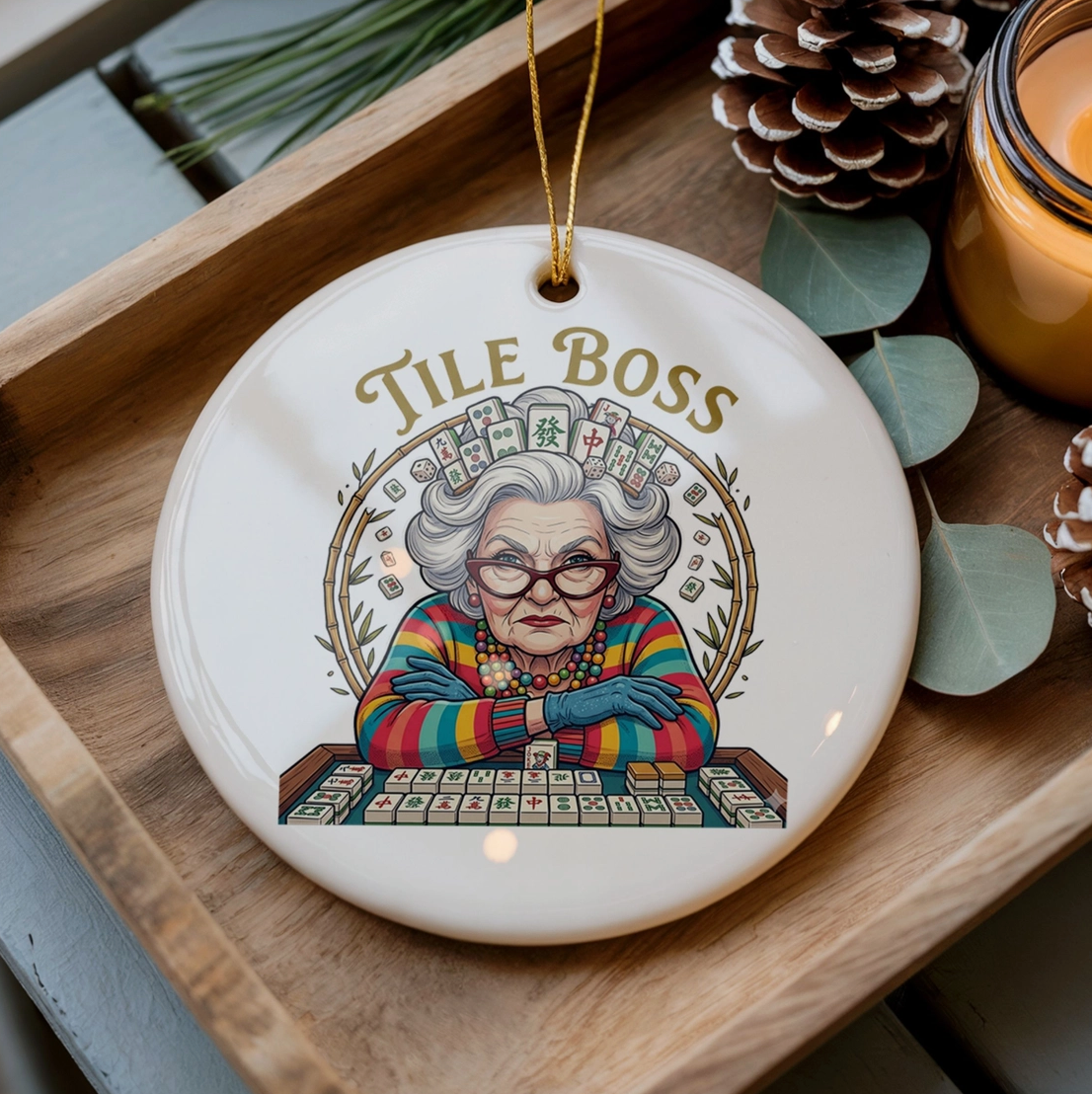 Tile Boss Mahjong Christmas Ornament