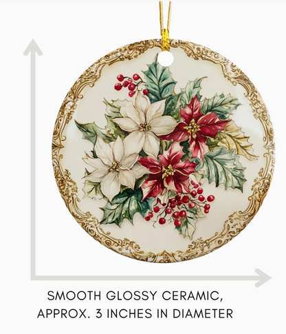 Vintage Poinsettia Christmas Ornament