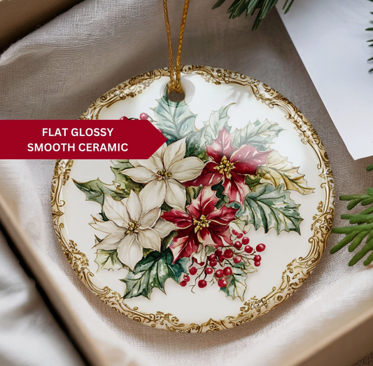 Vintage Poinsettia Christmas Ornament