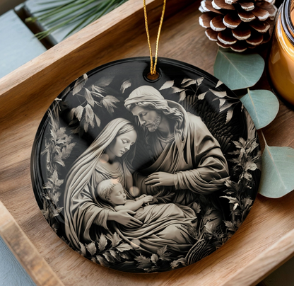 Holy Family Nativity Christmas Ornament – Mary, Joseph & Baby Jesus