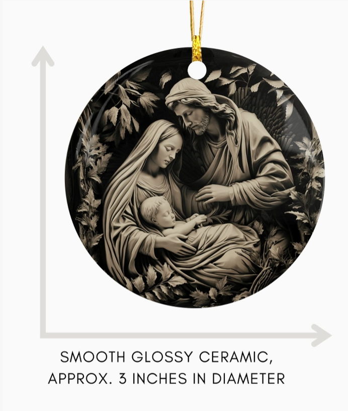 Holy Family Nativity Christmas Ornament – Mary, Joseph & Baby Jesus