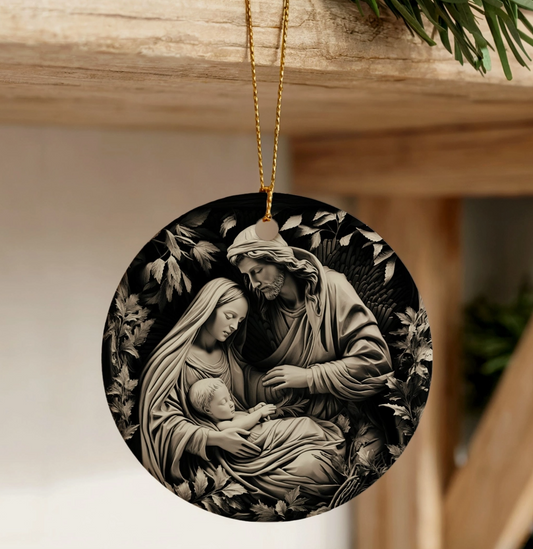 Holy Family Nativity Christmas Ornament – Mary, Joseph & Baby Jesus