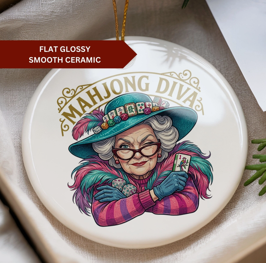 Mahjong Diva Christmas Ornament