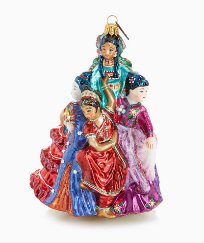 Jay Strongwater Nine Ladies Dancing Glass Ornament – 12 Days of Christmas