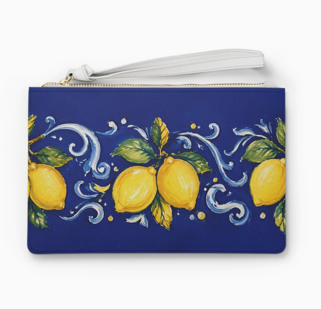 Little Italy Amalfi Blue Lemon Wristlet Clutch